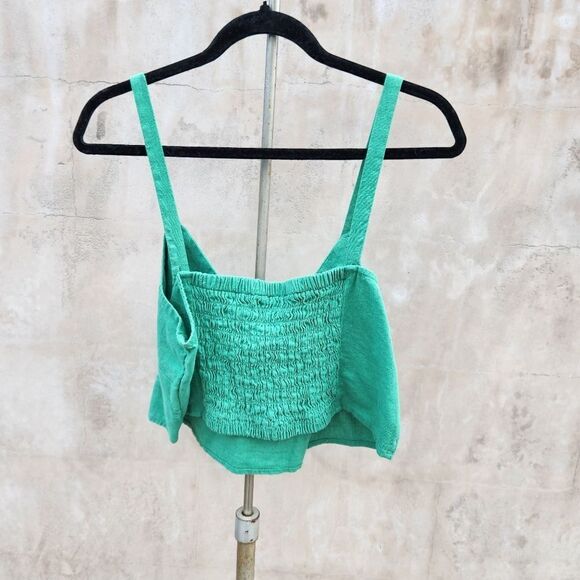 Universal threads green tie front linen blend top - Picture 3 of 5